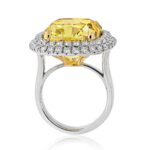 21 Carat Cushion Halo Diamond Ring | Fancy Yellow | VVS1 | 14K White Gold - Image 4