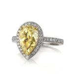 3 Carat Pear Diamond Ring | Fancy Yellow | 14K White Gold | Colour-Collector’s Treasure - Image 2