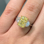 3 Carat Cushion Diamond Ring | Fancy Yellow | 14K White Gold | A Crown-Worthy Fancy Rarity - Image 3
