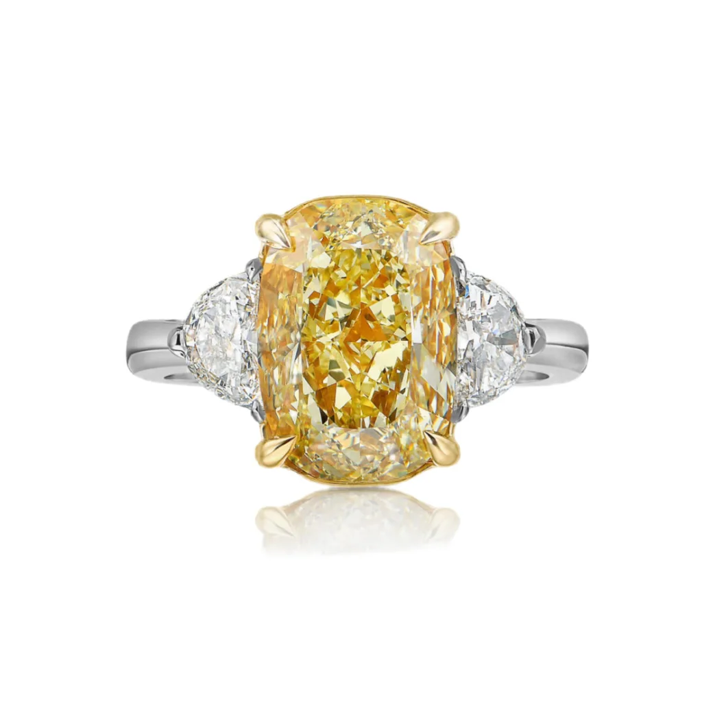3 Carat Cushion Diamond Ring | Fancy Yellow | 14K White Gold | A Crown-Worthy Fancy Rarity
