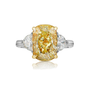 3 Carat Cushion Diamond Ring | Fancy Yellow | 14K White Gold | A Crown-Worthy Fancy Rarity
