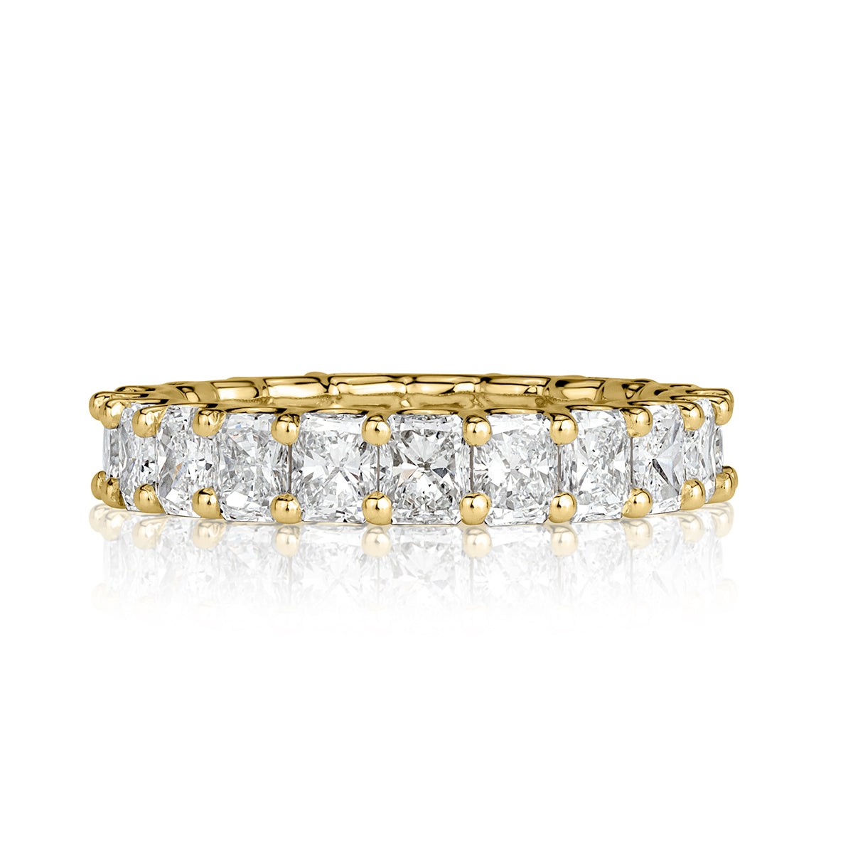 4-14ct-radiant-cut-diamond-eternity-band-in-18k-yellow-gold-7499-front-view-primary.jpg 4.14 Carat Radiant Band | Brilliant White | 18K Yellow Gold | Quiet Power | Collector-Grade - Image 1