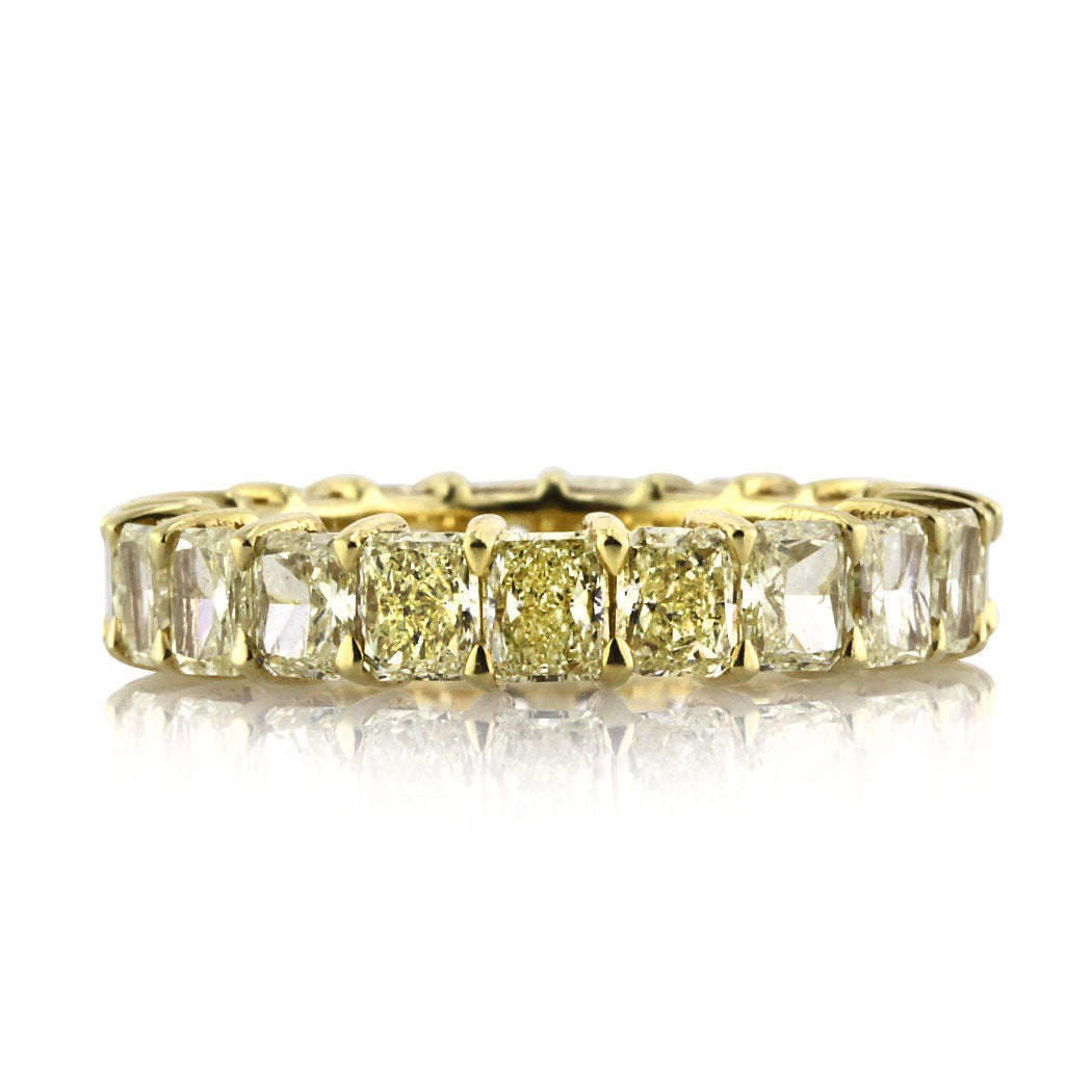 4-70ct-fancy-yellow-radiant-cut-diamond-eternity-band-10-495-front-view-primary.jpg 4.7 Carat Radiant Band | Fancy Yellow | 14K White Gold | Sunlit Royal Radiance | Heirloom - Image 1