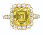 4 Carat Assher Cut Statement | Fancy Yellow | 14K White Gold | Sunlit Royal Radiance