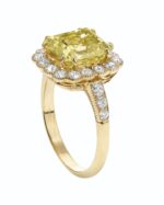 4 Carat Assher Cut Statement | Fancy Yellow | 14K White Gold | Colour-Collector’s Treasure - Image 2