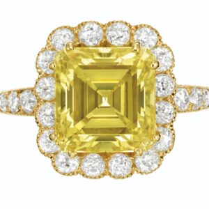 4 Carat Assher Cut Statement | Fancy Yellow | 14K White Gold | Colour-Collector’s Treasure