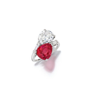 4 Carat Pear Statement | Ruby Red | 14K White Gold | Modern Nobility | Modern Classic