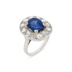 4 Carat Round Brilliant Statement | Royal Blue Sapphire | 14K White Gold