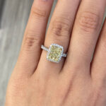 3 Carat Radiant Halo Diamond Ring | Fancy Yellow | 14K White Gold - Image 2