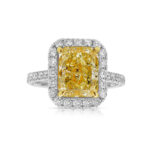3 Carat Radiant Halo Diamond Ring | Fancy Yellow | 14K White Gold - Image 4
