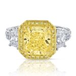 3 Carat Radiant Diamond Ring | Fancy Yellow | 14K White Gold | Sunlit Royal Radiance