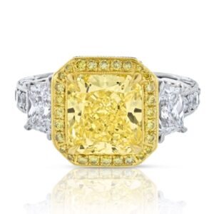 3 Carat Radiant Diamond Ring | Fancy Yellow | 14K White Gold | Sunlit Royal Radiance