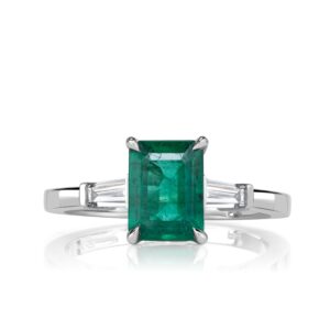 1.8 Carat Emerald Diamond Ring | 14K White Gold | Pure Sophistication