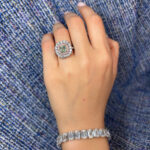 1 Carat Cushion Halo Diamond Ring | Fancy Yellow | 14K White Gold - Image 3