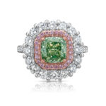 1 Carat Cushion Halo Diamond Ring | Fancy Yellow | 14K White Gold