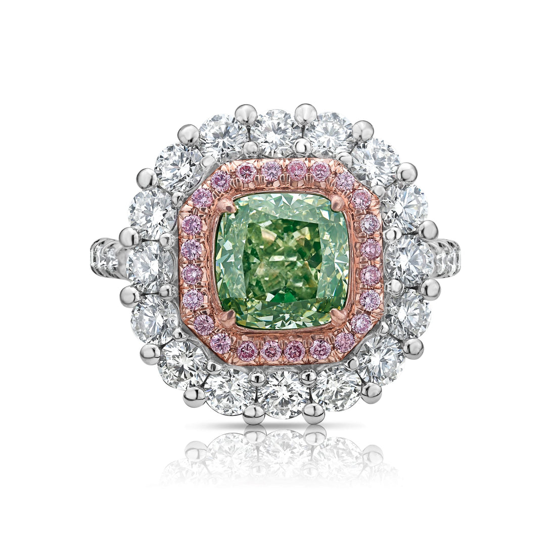 45000-1-carat-green-cushion-diamond-halo-cocktail-ring-front-view-primary.jpg 1 Carat Cushion Halo Diamond Ring | Fancy Yellow | 14K White Gold - Image 1