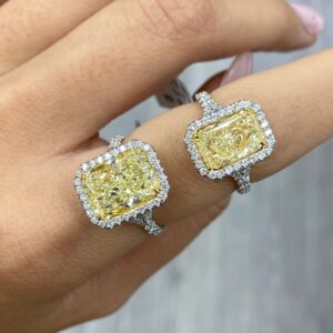 3 Carat Radiant Diamond Ring | Fancy Yellow | 14K White Gold | Colour-Collector’s Treasure