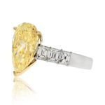 4 Carat Pear Diamond Ring | Fancy Yellow | 14K White Gold | Colour-Collector’s Treasure