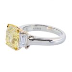3 Carat Radiant Diamond Ring | Fancy Yellow | SI | 14K White Gold - Image 2