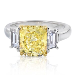 3 Carat Radiant Diamond Ring | Fancy Yellow | SI | 14K White Gold