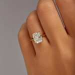 3.14 Carat Radiant Halo Diamond Ring | Brilliant White | 18K Yellow Gold
