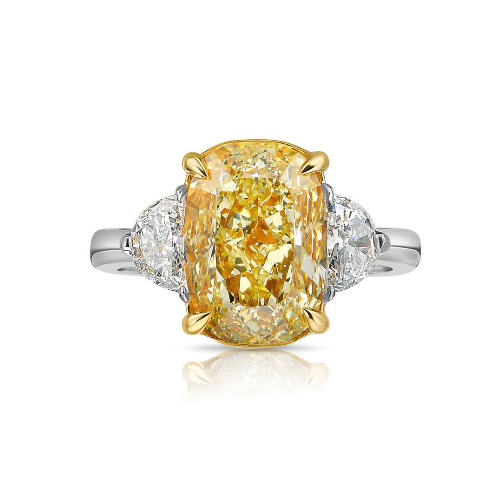 3 Carat Cushion Diamond Ring | Fancy Yellow | 14K White Gold | Rare Fancy-Color Splendour