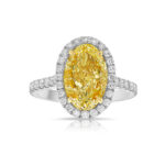 3 Carat Oval Halo Diamond Ring | Fancy Yellow | 14K White Gold | Colour-Collector’s Treasure - Image 3