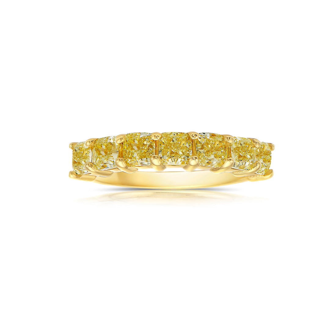 4999-fancy-yellow-radiant-half-eternity-diamond-band-front-view-primary.jpg Radiant Eternity Band | Fancy Yellow | 14K White Gold | Rare Fancy-Color Splendour - Image 1