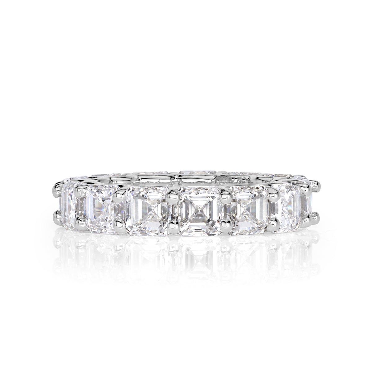 5-00ct-asscher-cut-diamond-eternity-band-in-18k-white-gold-9999-front-view-primary.jpg 5 Carat Asscher Band | Brilliant White | 18K White Gold | Radiant Elegance | Collector-Grade - Image 1