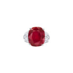5 Carat Round Brilliant Statement | Ruby Red | 14K White Gold | Refined Grandeur