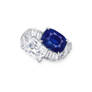 5 Carat Round Brilliant Statement | Royal Blue Sapphire | 14K White Gold | Refined Grandeur