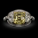 2.12 Carat Asscher Diamond Ring | Fancy Yellow | 14K White Gold | Sunlit Royal Radiance