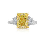 3 Carat Radiant Diamond Ring | Fancy Yellow | 14K White Gold | Sunlit Royal Radiance - Image 2