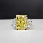 3 Carat Radiant Diamond Ring | Fancy Yellow | 14K White Gold | Sunlit Royal Radiance - Image 3