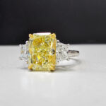 3 Carat Radiant Diamond Ring | Fancy Yellow | 14K White Gold | Sunlit Royal Radiance - Image 4