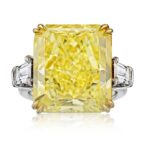 20 Carat Radiant Statement | Fancy Yellow | SI | 14K White Gold - Image 5