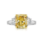 3.5 Carat Radiant Diamond Ring | Fancy Yellow | 14K White Gold | Colour-Collector’s Treasure - Image 2