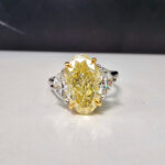 3 Carat Oval Diamond Ring | Fancy Yellow | 14K White Gold | Colour-Collector’s Treasure - Image 3