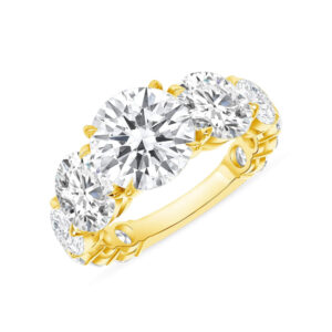 5 Carat Round Brilliant Statement | Brilliant White | 18K Yellow Gold | Radiant Elegance