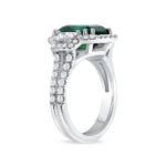3 Carat Emerald Halo Diamond Ring | 18K Gold | Effortless Elegance - Image 3