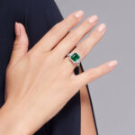 3 Carat Emerald Halo Diamond Ring | 18K Gold | Effortless Elegance - Image 4
