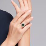 3 Carat Emerald Halo Diamond Ring | 18K Gold | Effortless Elegance - Image 5