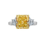 3 Carat Radiant Diamond Ring | Fancy Yellow | 14K White Gold | Sunlit Royal Radiance - Image 2