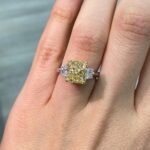 3 Carat Radiant Diamond Ring | Fancy Yellow | 14K White Gold | Sunlit Royal Radiance - Image 3