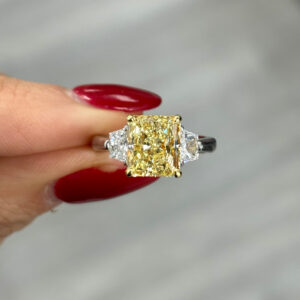 3 Carat Radiant Diamond Ring | Fancy Yellow | 14K White Gold | Sunlit Royal Radiance