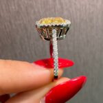 3 Carat Cushion Halo Diamond Ring | Fancy Yellow | 14K White Gold - Image 3