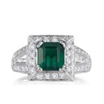 2.66 Carat Emerald Diamond Ring | 14K White Gold | Modern Nobility