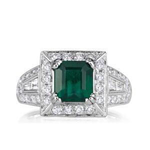 2.66 Carat Emerald Diamond Ring | 14K White Gold | Modern Nobility