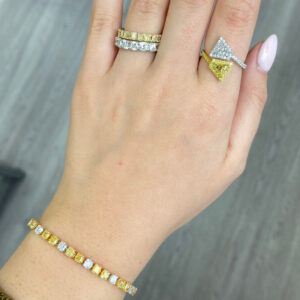 Radiant Eternity Band | Fancy Yellow | 14K White Gold | Colour-Collector’s Treasure