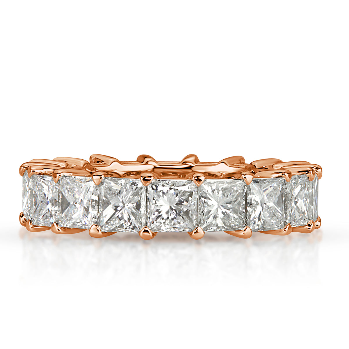6-34ct-princess-cut-diamond-eternity-band-in-18k-rose-gold-12-995-00-front-view-primary.jpg 6.34 Carat Princess Band | Brilliant White | 18K Rose Gold | Timeless Brilliance | Signature - Image 1